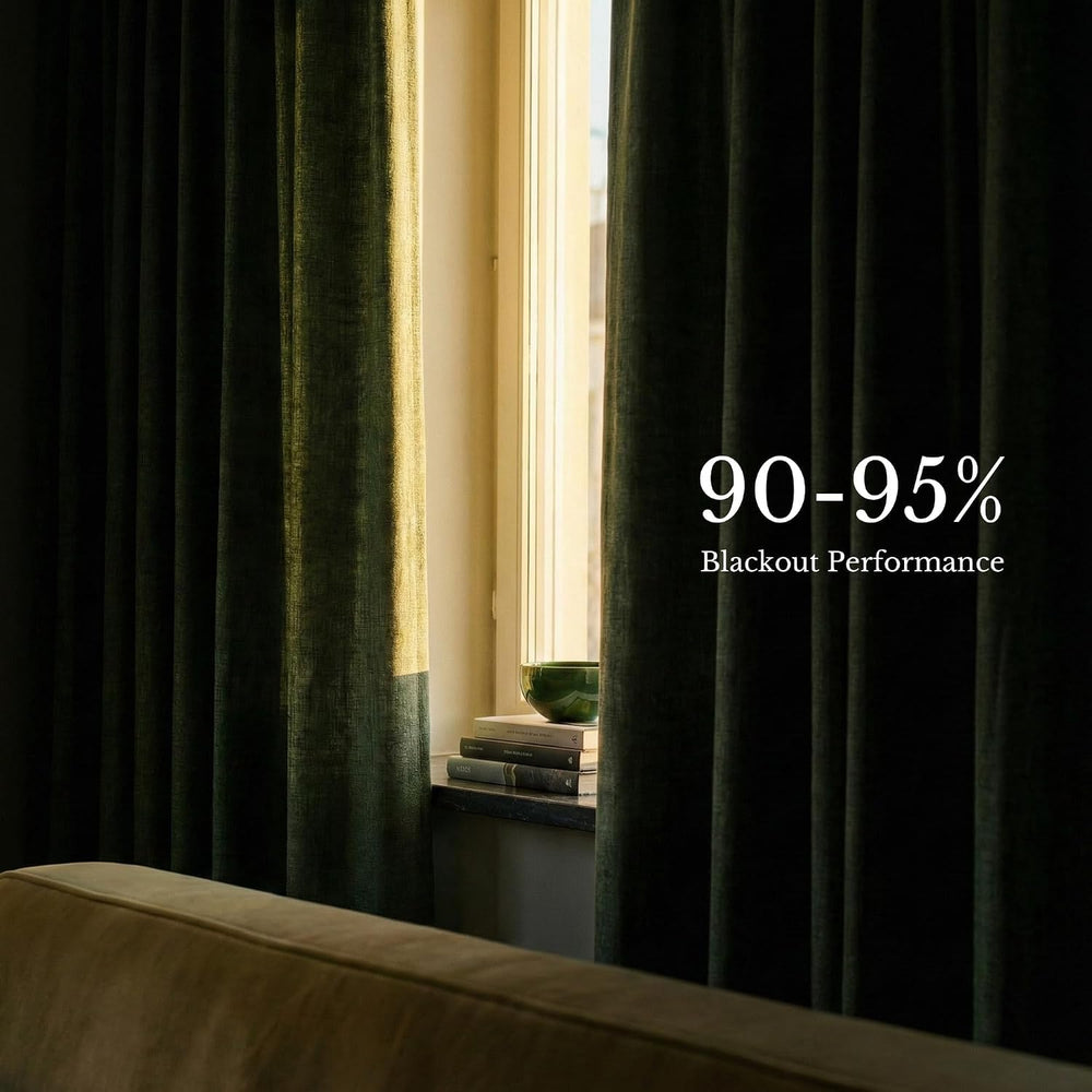 NICETOWN Extra Long Pinch Pleated Linen Curtains with Hooks 9 ft
