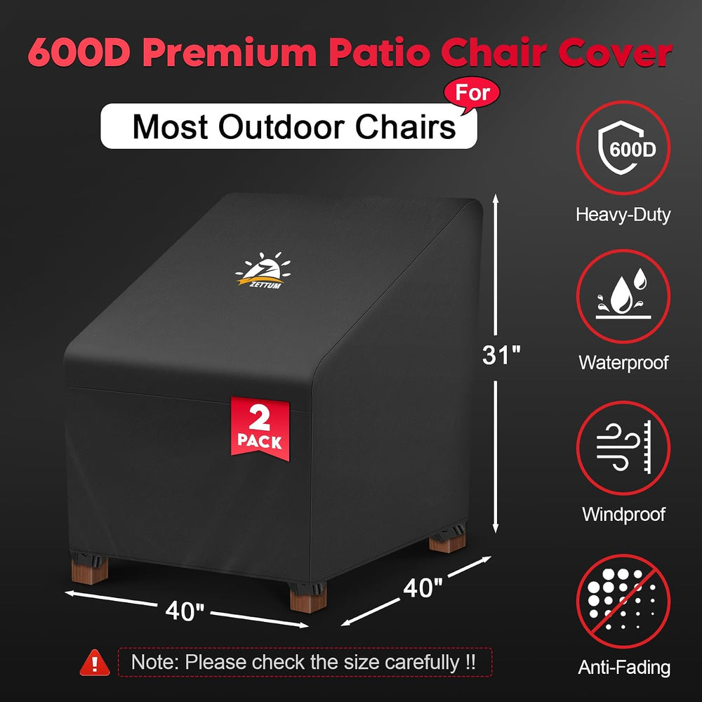 Zettum Patio Chair Covers 2 Pack - 600D Outdoor Chair Cover Waterproof & ...