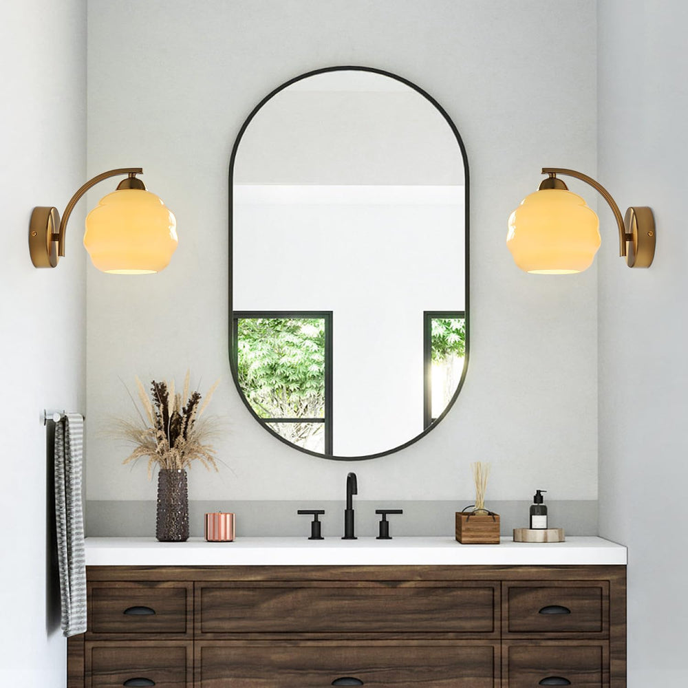 Mid Century Modern Gold Wall Sconce Glass Sconces Wall Lighting Bathroom Vani...