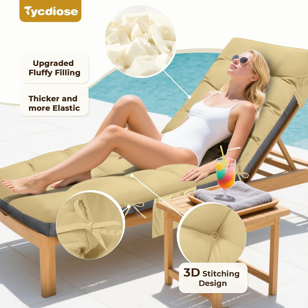 Outdoor Lounge Chair Cushion, Waterproof Replacement Chaise Lounge Cushions f...