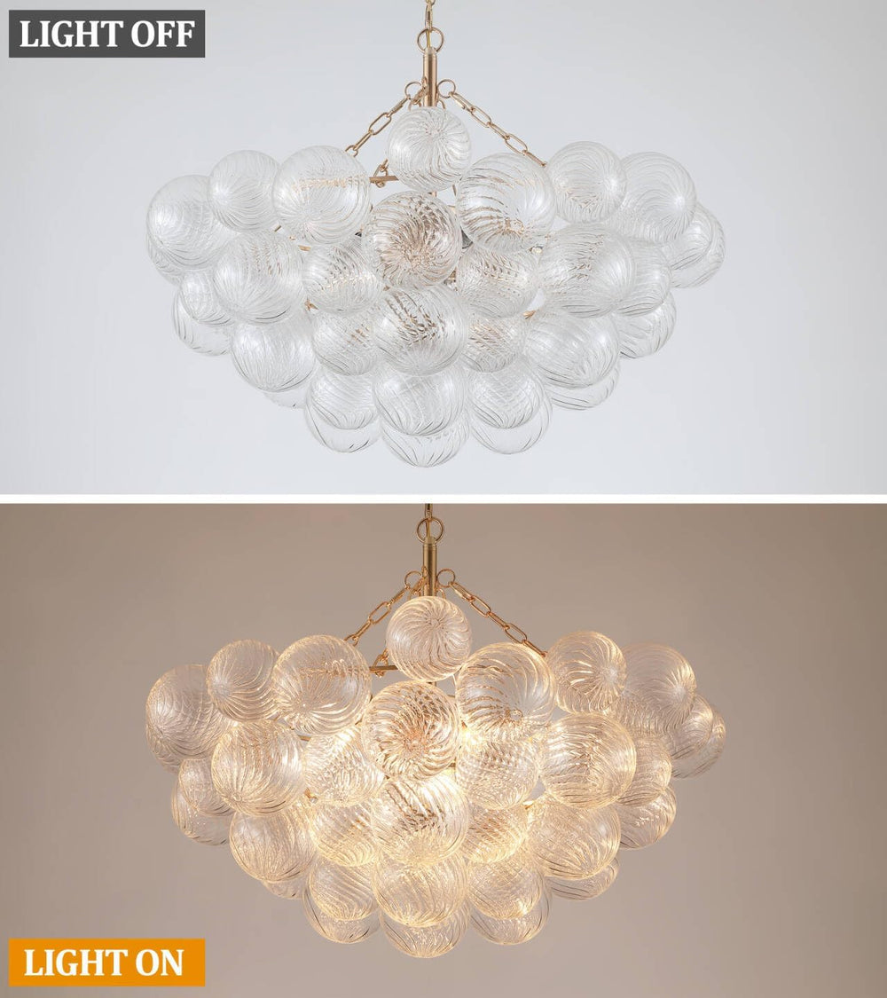 MEIXISUE Modern Glass Chandelier,9 Light Nordic Bubble Ball Swirled Glass Glo...