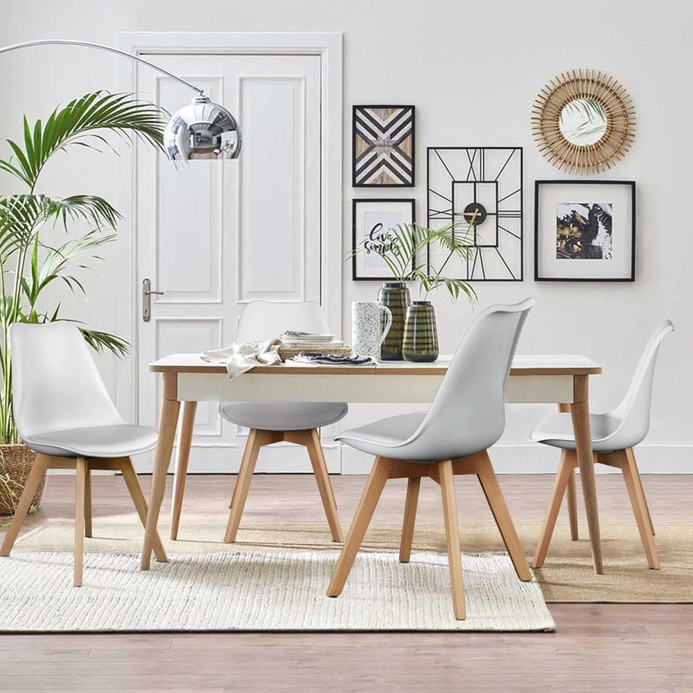 OLIXIS Modern Dining Chairs Set of 8, Plastic Kitchen Chairs with Wood Legs