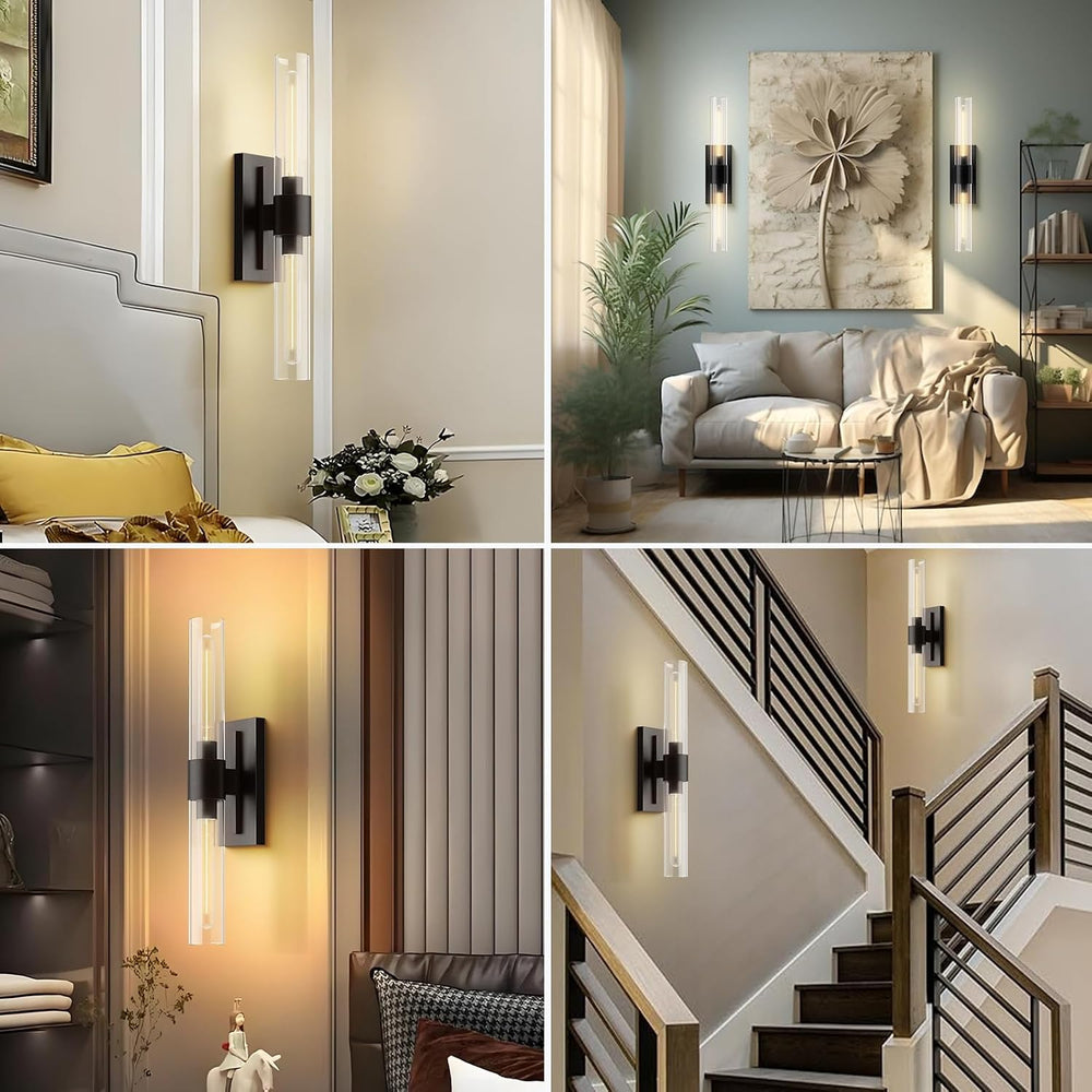 Brass Wall Sconces Set of 2, Bathroom Sconces Wall Lighting, Black Sconces Wa...
