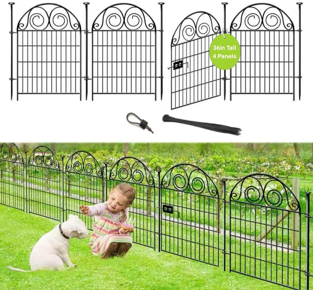 Getlay Garden Fencing 36 Inch High, 4 Panels Total Length 8.8 Ft Dog Fences O...