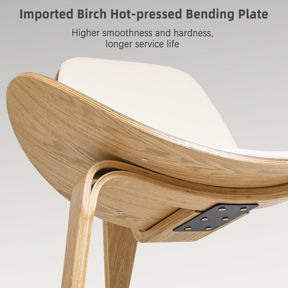 Hans Wegner Style Chair, Simple and Modern Leather Shell Chairs with Padded S...
