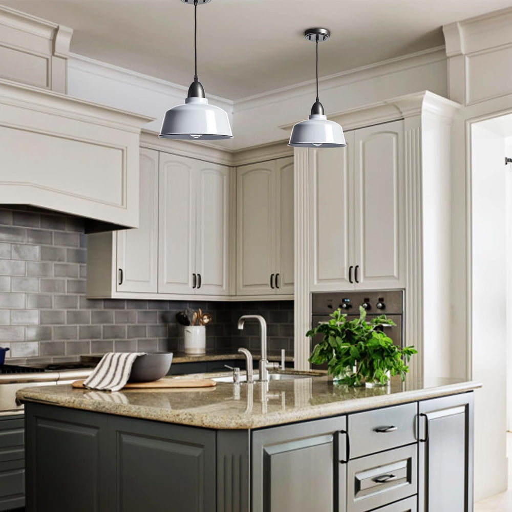 Modern Farmhouse White Pendant Light, Macaron Dome