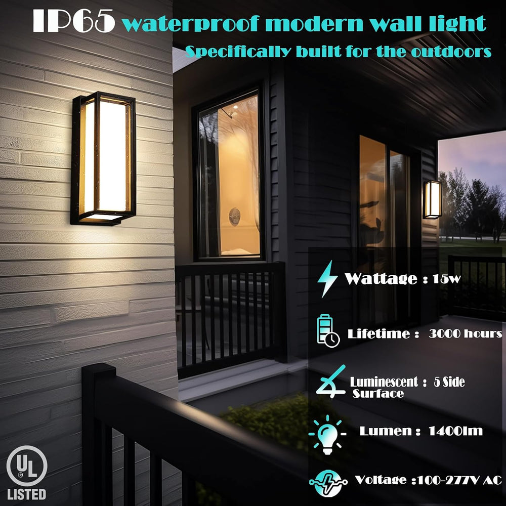 iYogaled 5CCT Outdoor Wall Sconce, 15W Dimmable Exterior Lighting fixtures