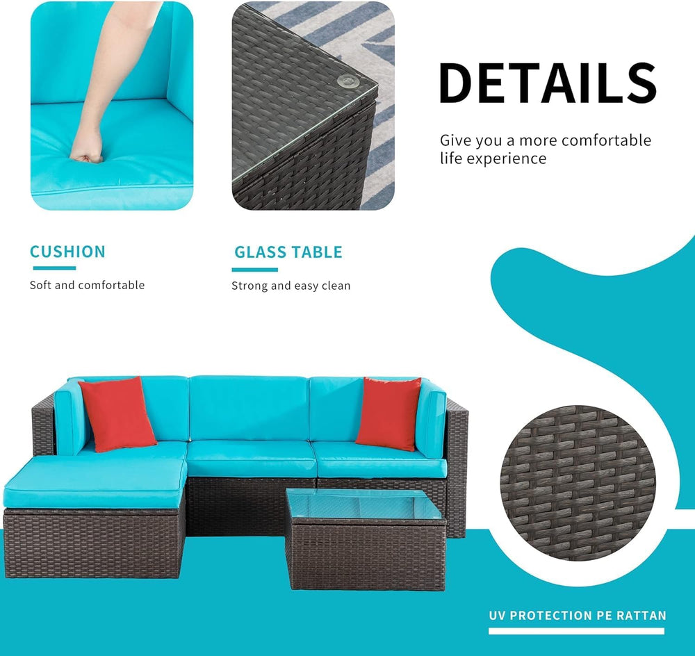 Shintenchi 5 Pieces Patio Furniture Sets Outdoor All-Weather Sectional Patio ...