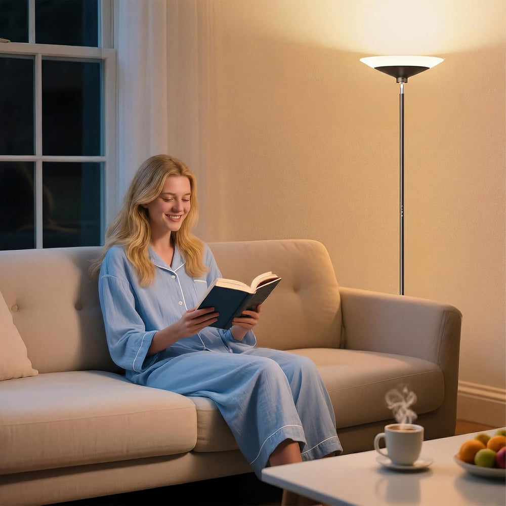 SIBRILLE Torchiere Floor Lamp - 72" Tall LED Standing Lamp with Remote/B...