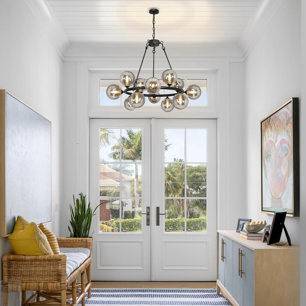 Wagon Wheel Chandelier Modern Sputnik Globe Dining Room Light Fixture 32'...