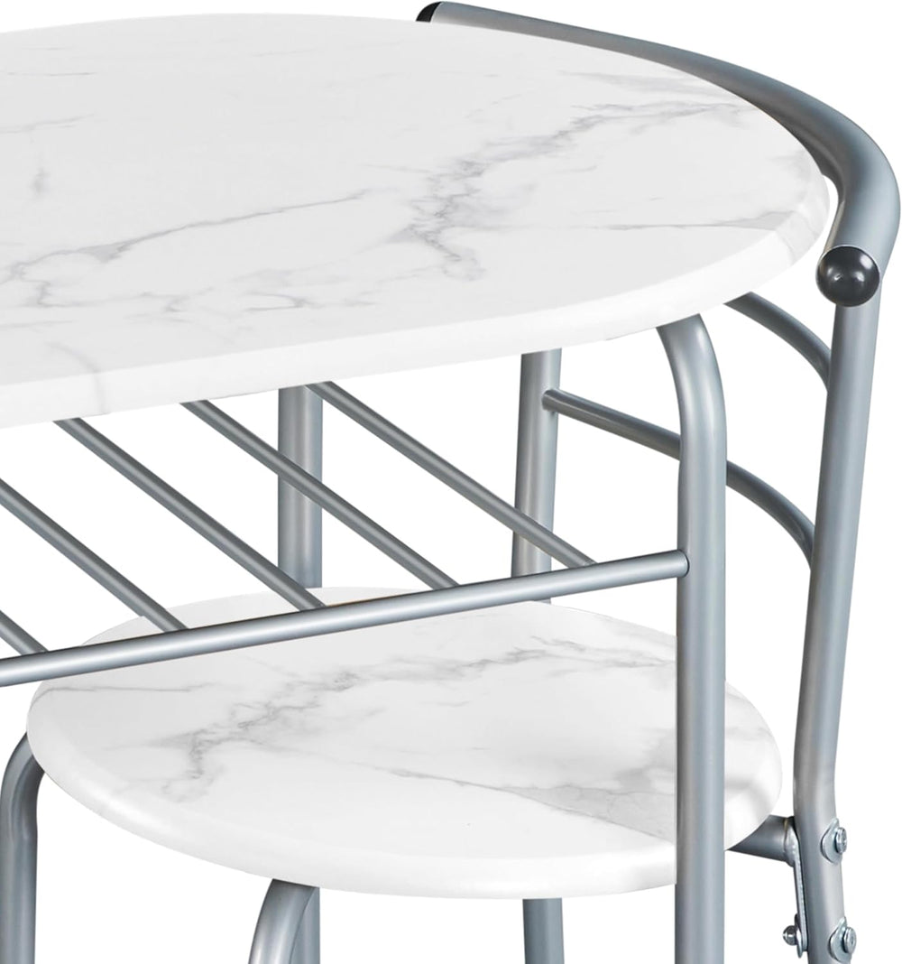 Yaheetech 3 Piece Dining Table Set for 2, Small Table and Chairs, White