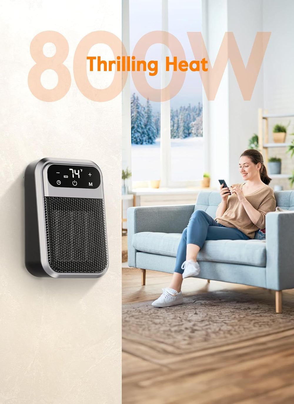 Givebest Cyber 800W Plug in Heater with ECO Mode Save Energy - Portable Outle...