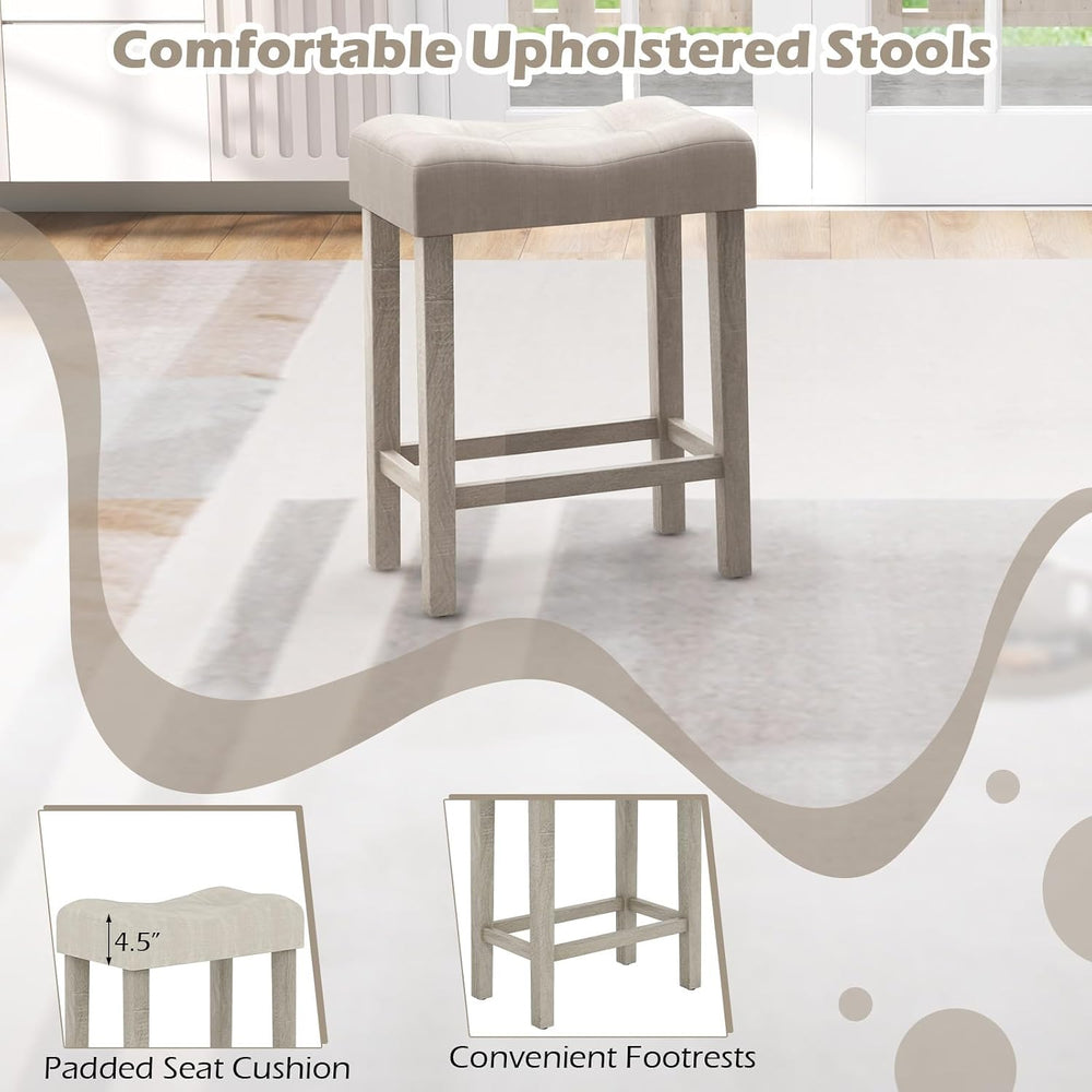 Tangkula 4-Piece Bar Table with Stools, Wooden Dining Bar Table & Chairs ...