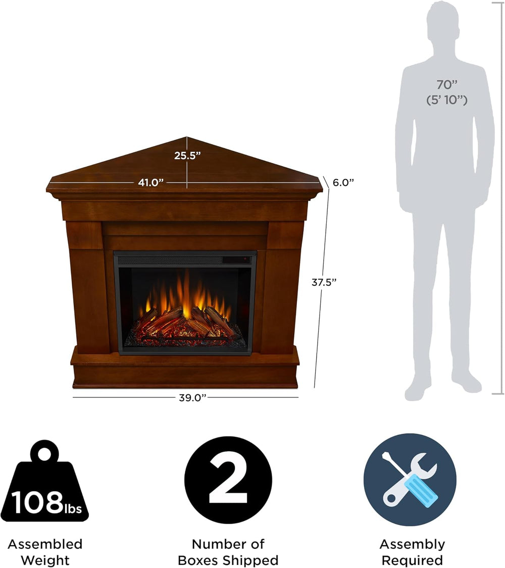 Real Flame Chateau 41" Corner Electric Fireplace with Mantel for Living ...