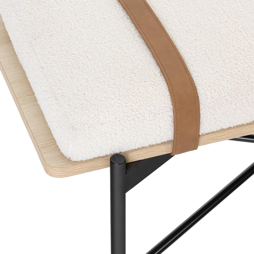 Nathan James Thatcher Upholstered Entryway Bench with Removable Boucle Cushio...