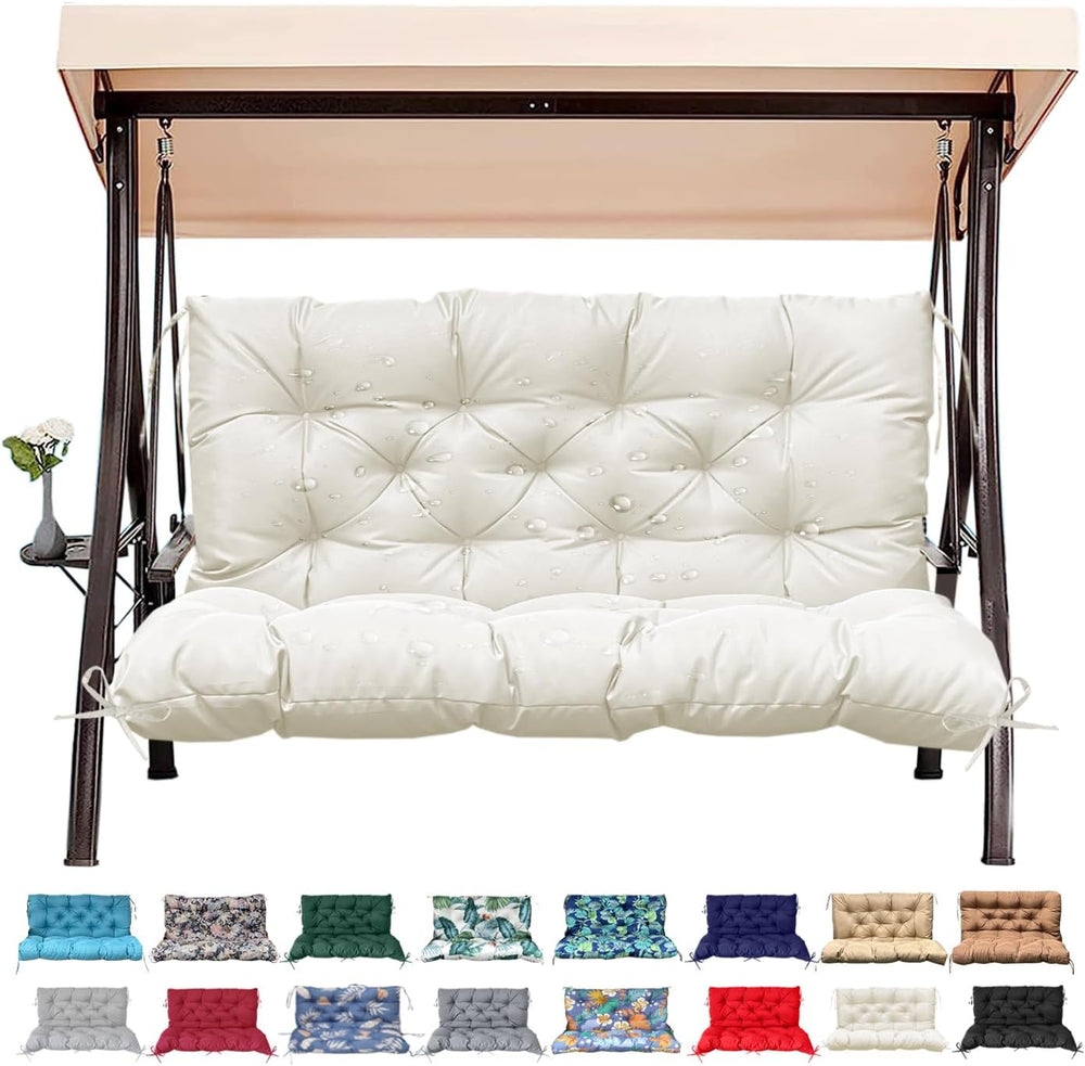 Outdoor/Indoor Swing Replacement Cushion, 2 or 3 Seats Bench Cushions with Ba...