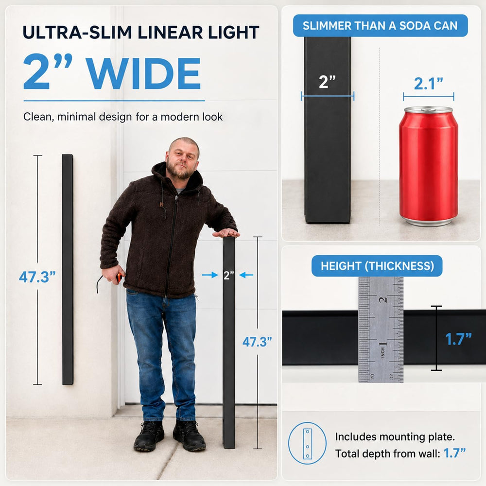 Modern Outdoor Lights - 47.3inch Outdoor Exterior Linear Sconce Black Patio W...