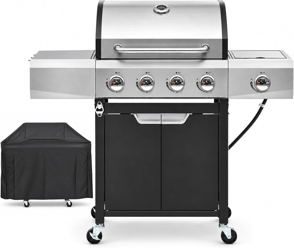 Endark 4-Burner Heavy-Duty Stainless Steel Gas Grill - Portable Outdoor Cooki...