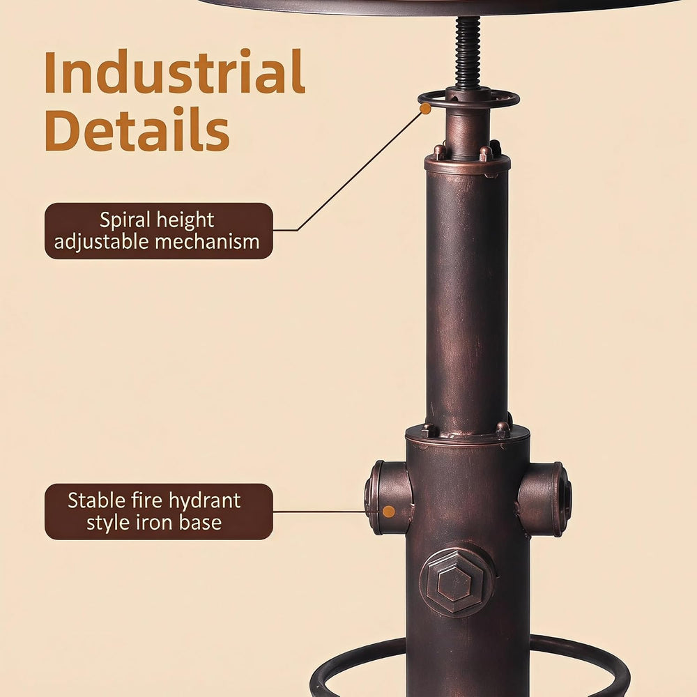Industrial Bar Table Swivel Round Wooden Top Height Adjustable 38.6-44.4inch ...