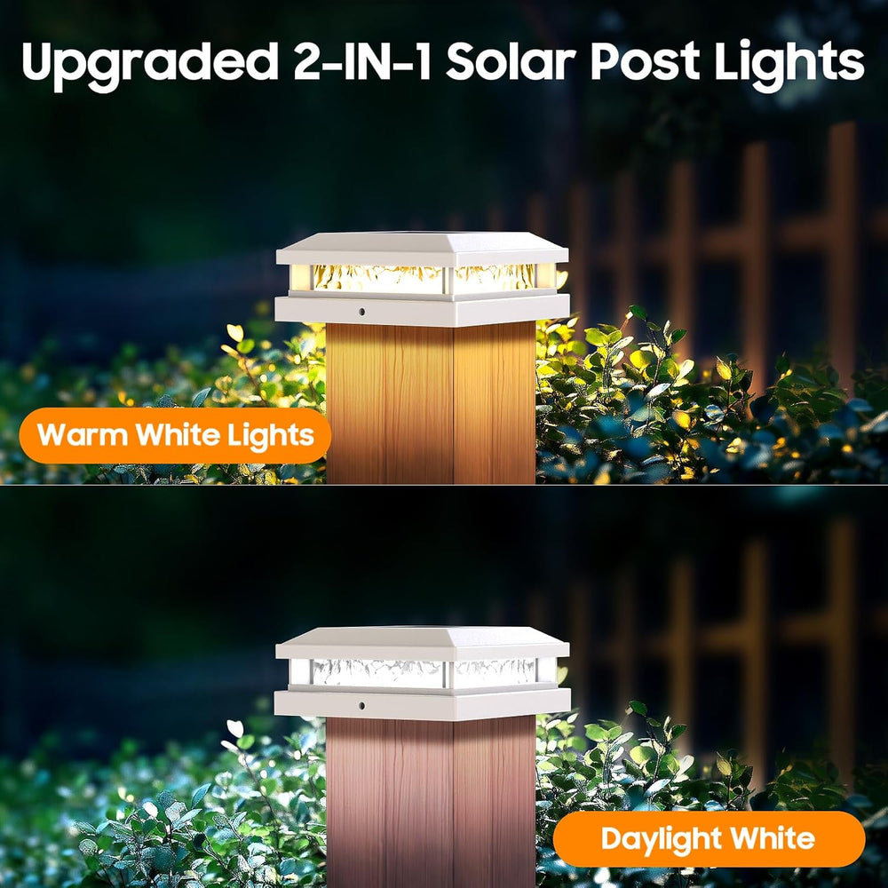 Solar Post Cap Lights 12 Pack for 4x4 4.5x4.5 5x5 Vinyl/Wood Posts, White