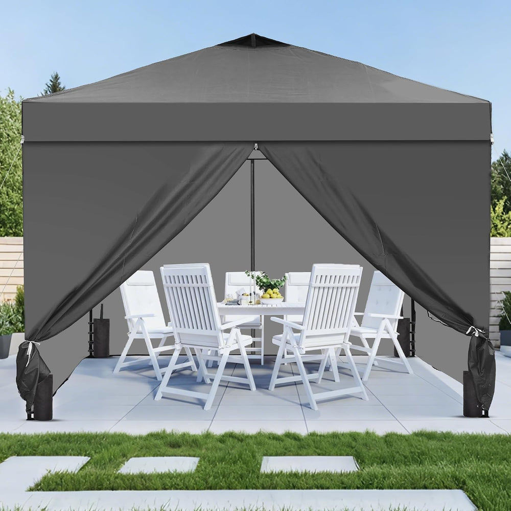 GDY 10x10 Pop Up Canopy Tent with 4 Sidewalls, Easy Set up, Outdoor Silver Co...