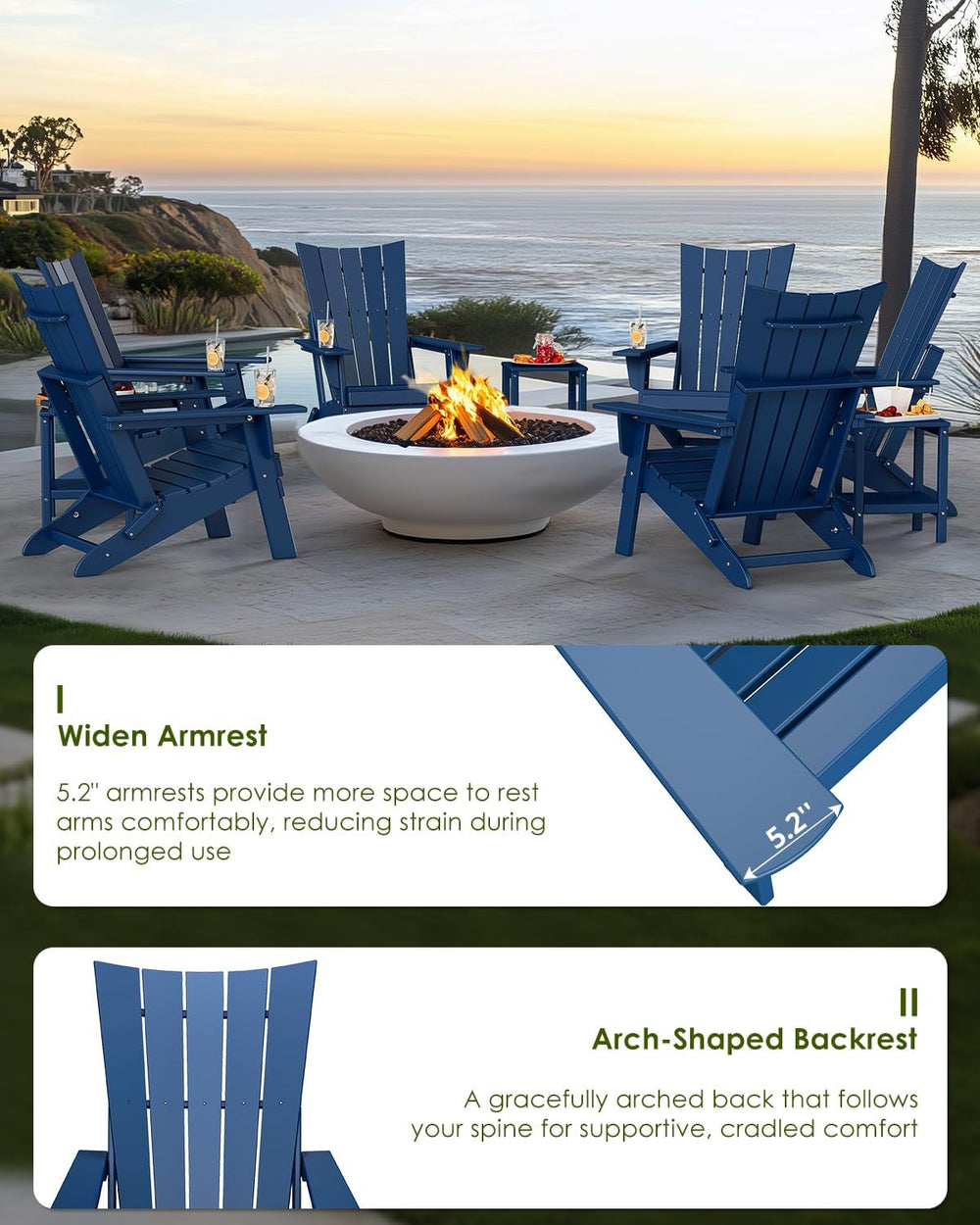 GREENVINES Folding-Adirondack-Chairs-Set-of-2 | HDPE Plastic | Arch Series | ...