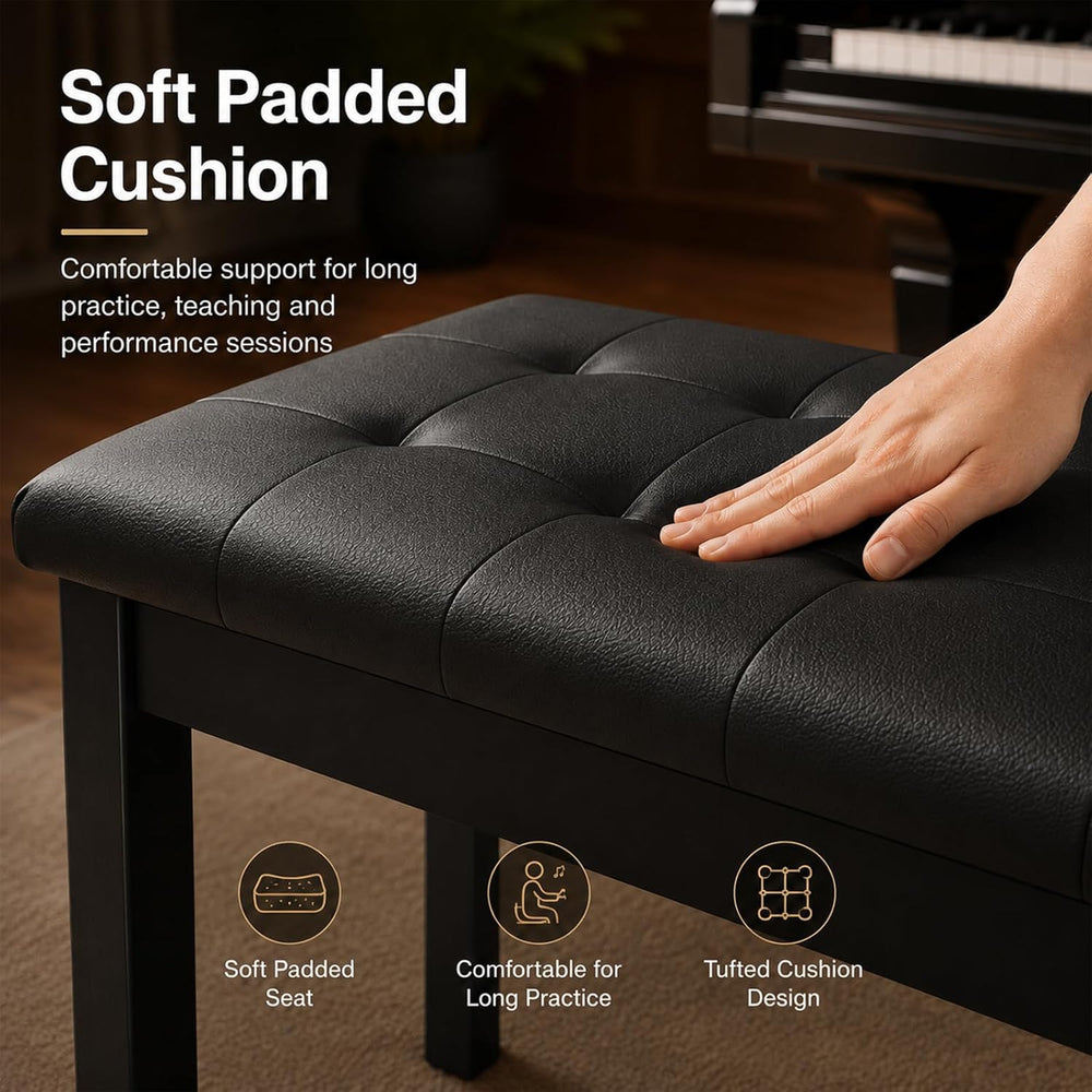 AODSK Wooden Duet Piano Bench with Padded Cushion and Storage Compartment for...