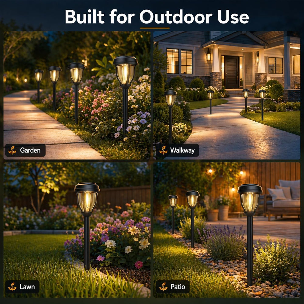 DERAYSION 12 Pack Solar Lights Outdoor, Solar Pathway Lights Auto On/Off Wate...