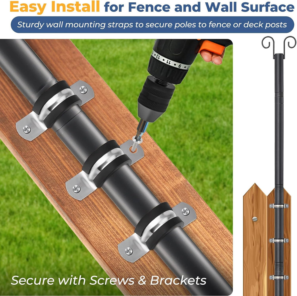 Heavy Duty String Light Poles 8 FT (2 Pack) - Outdoor Patio Deck Light Poles ...