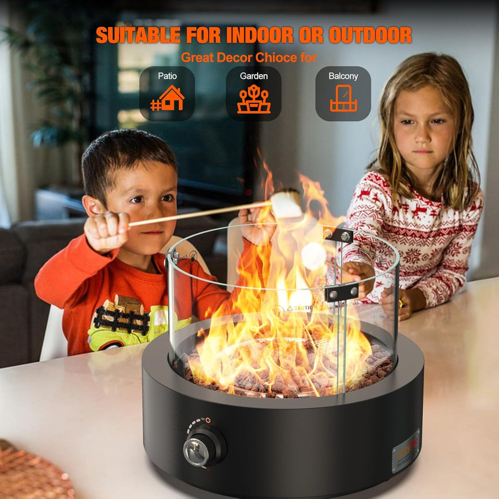15.7" Gas Fire Pit Bottom-Mounted for Table with Umbrella Hole, FP039