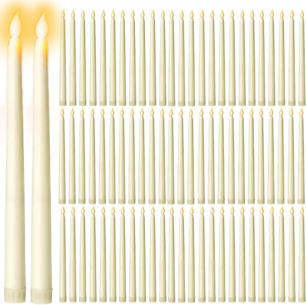 100 Pack Flameless Taper Candles Bulk, 11 Inch Battery Operated LED Taper Can...