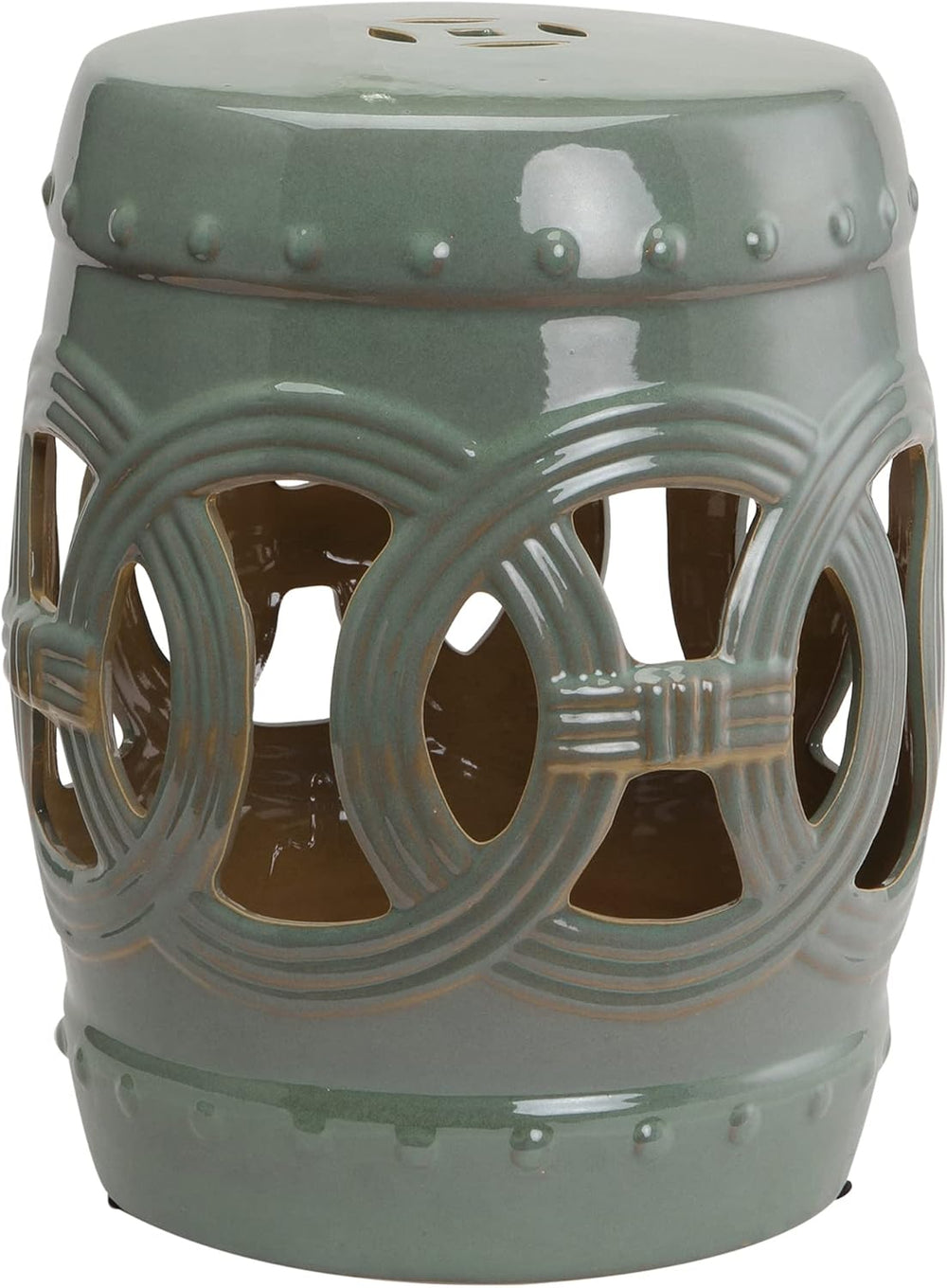 Knocbel Decorative Ceramic Garden Stool, Woven Lattice Design Side Table End ...