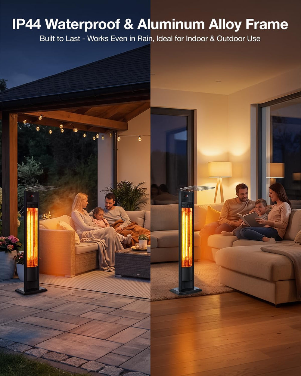 hykolity Electric Patio Heater 38.5in, 1500W Infrared Indoor & Outdoor, P...
