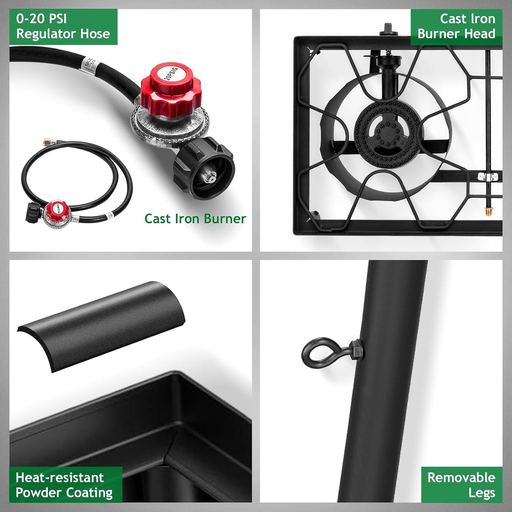 Outvita 3 Burner Propane Gas Stove for Outdoor Cooking, 225,000 BTU