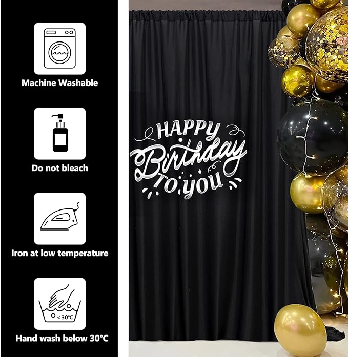 Black Backdrop Curtain for Party, Halloween Backdrop Rod Pocket Photo Drapes ...