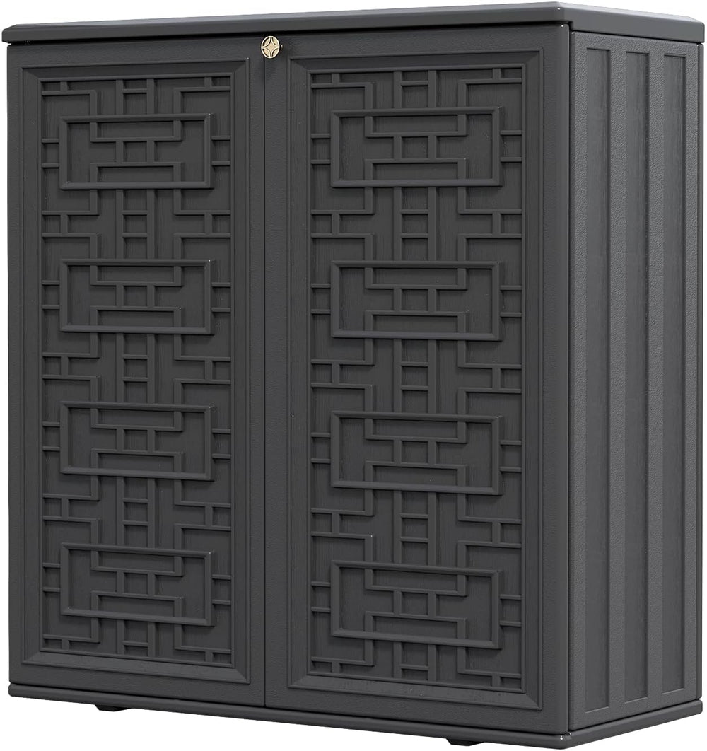 HOMSPARK Indoor/Outdoor Storage Cabinet with Doors and Shelf, 34”x15”x36” HDP...