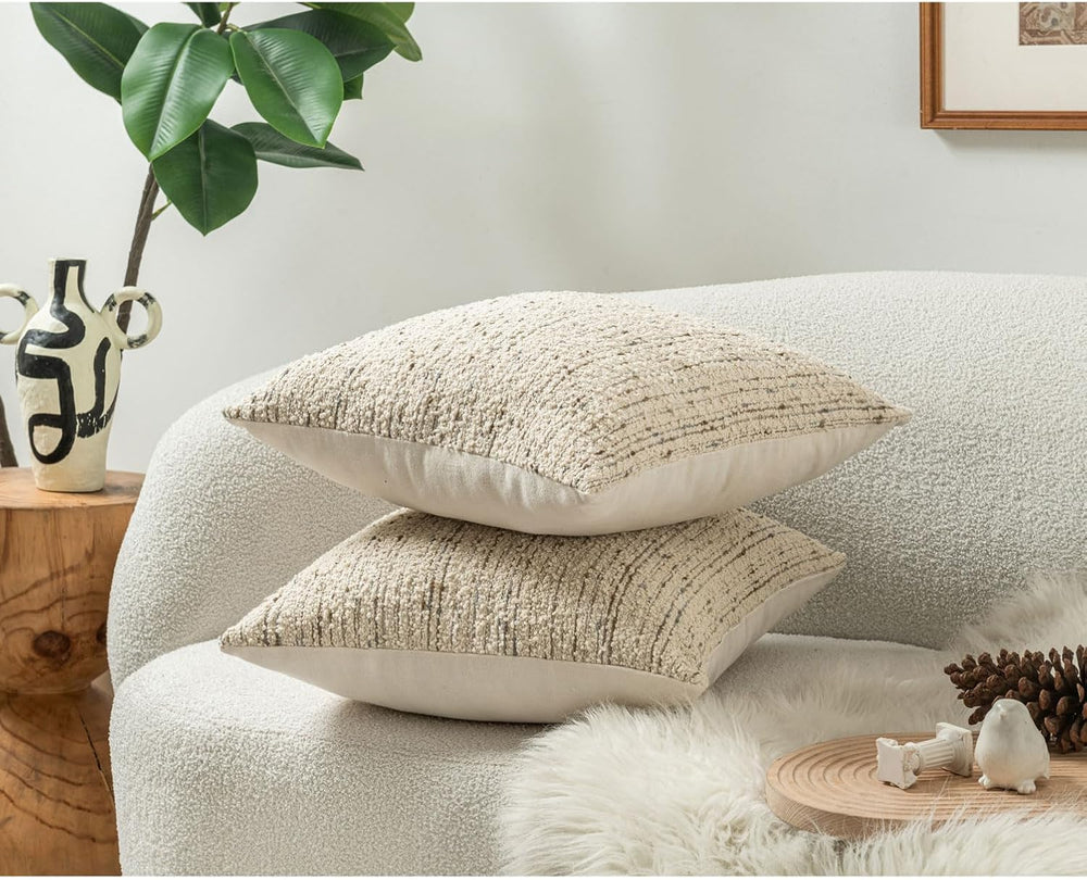 Zealax Neutral Throw Decorative Boucle Pillow Covers for Bed Couch Living Roo...