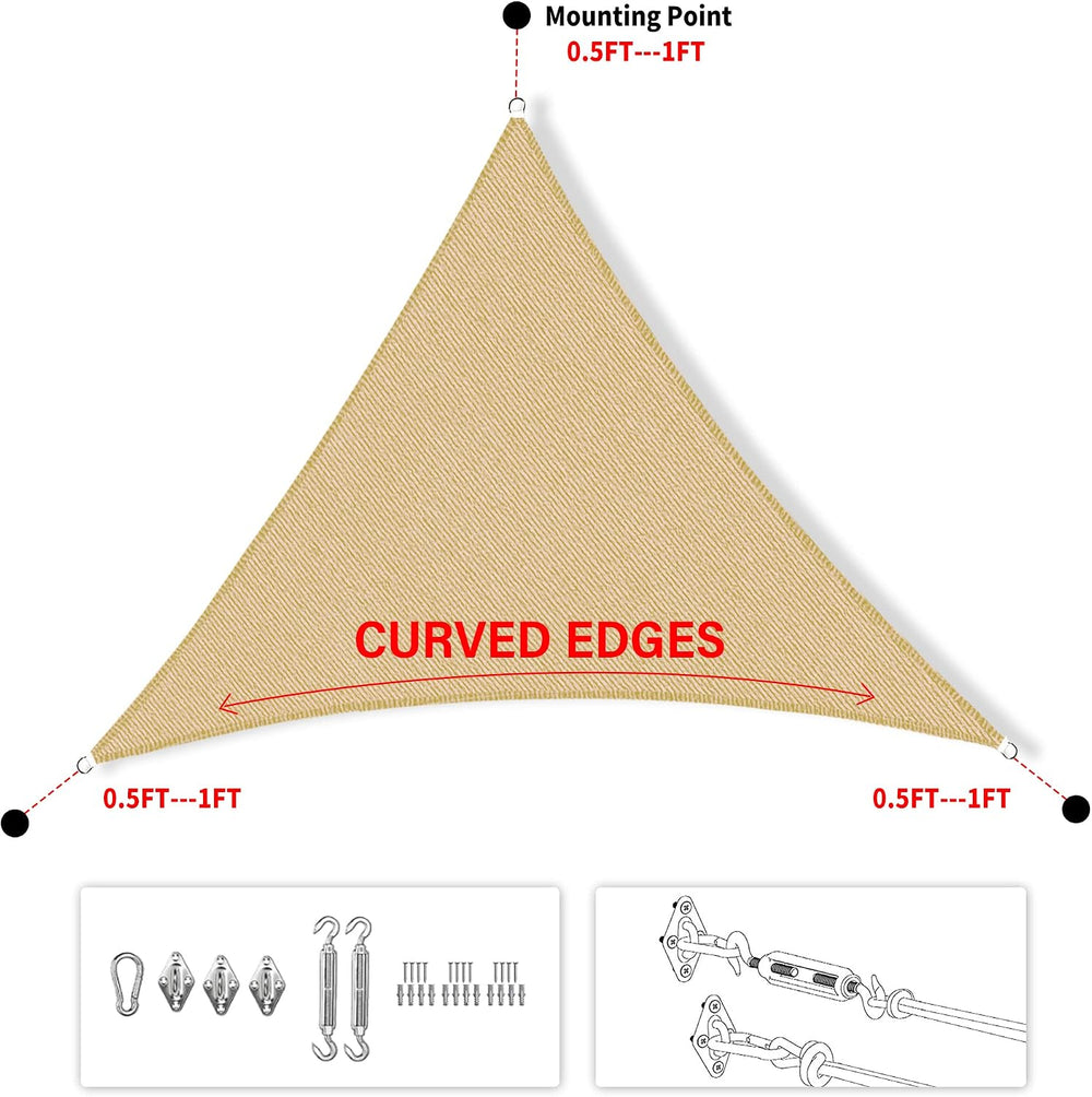 4' x 4' x 4' Gray Triangle Sun Shade Sail SSPT12 Canopy Durable F...