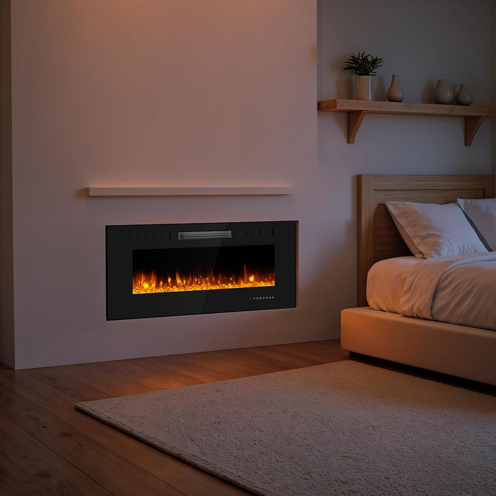 42 Inch Electric Fireplace with Crystal, Electric Fireplaces Insert, Wall Mou...