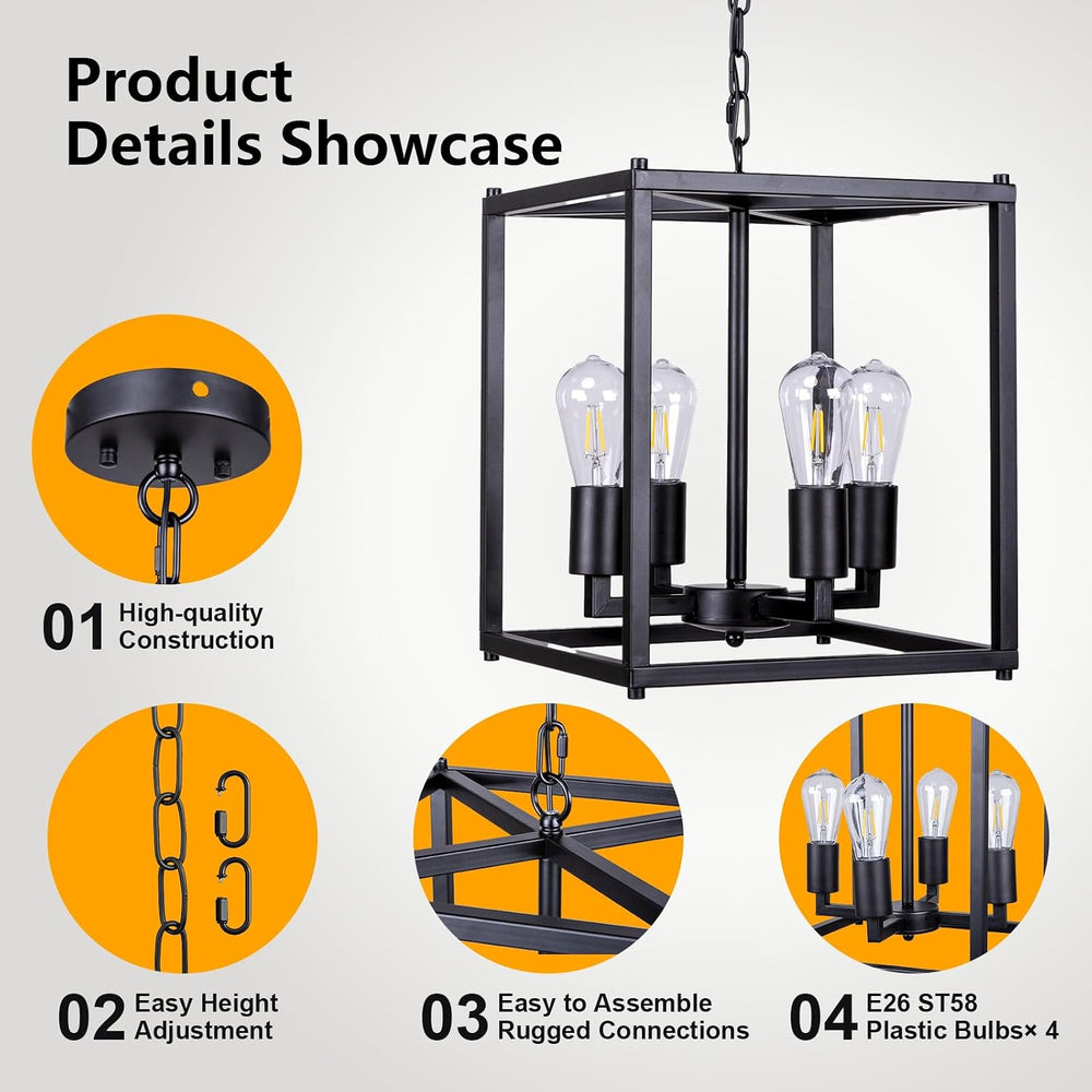 Solar Chandelier Outdoor, 14" Farmhouse Waterproof Dimmable Hanging Pend...
