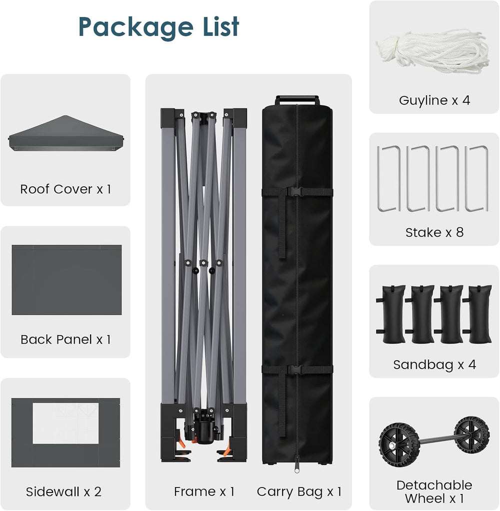 Raynesys 10x10ft Pop Up Canopy Tent with Sidewalls for Events, Parties