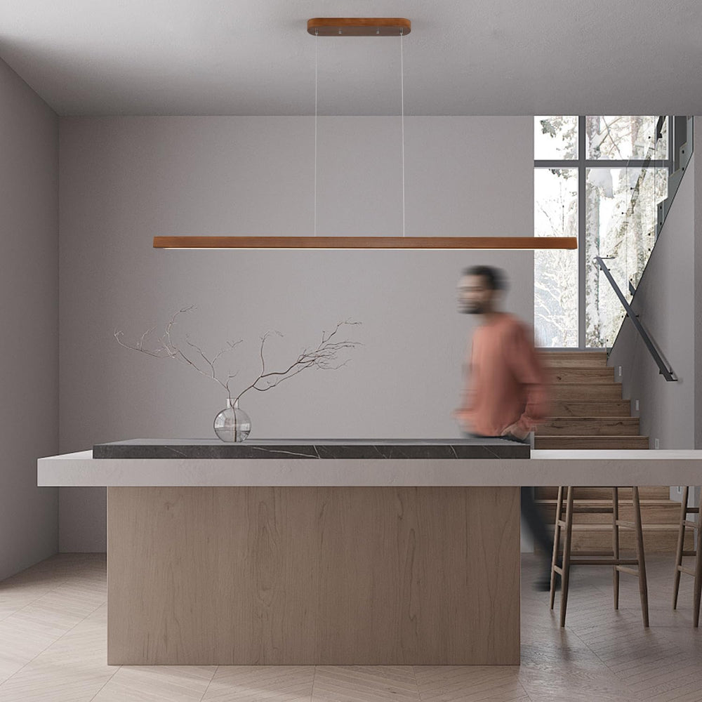 YISDESIGN 59" Wood Linear Pendant Light Fixtures Modern Led 40w Dimmable...