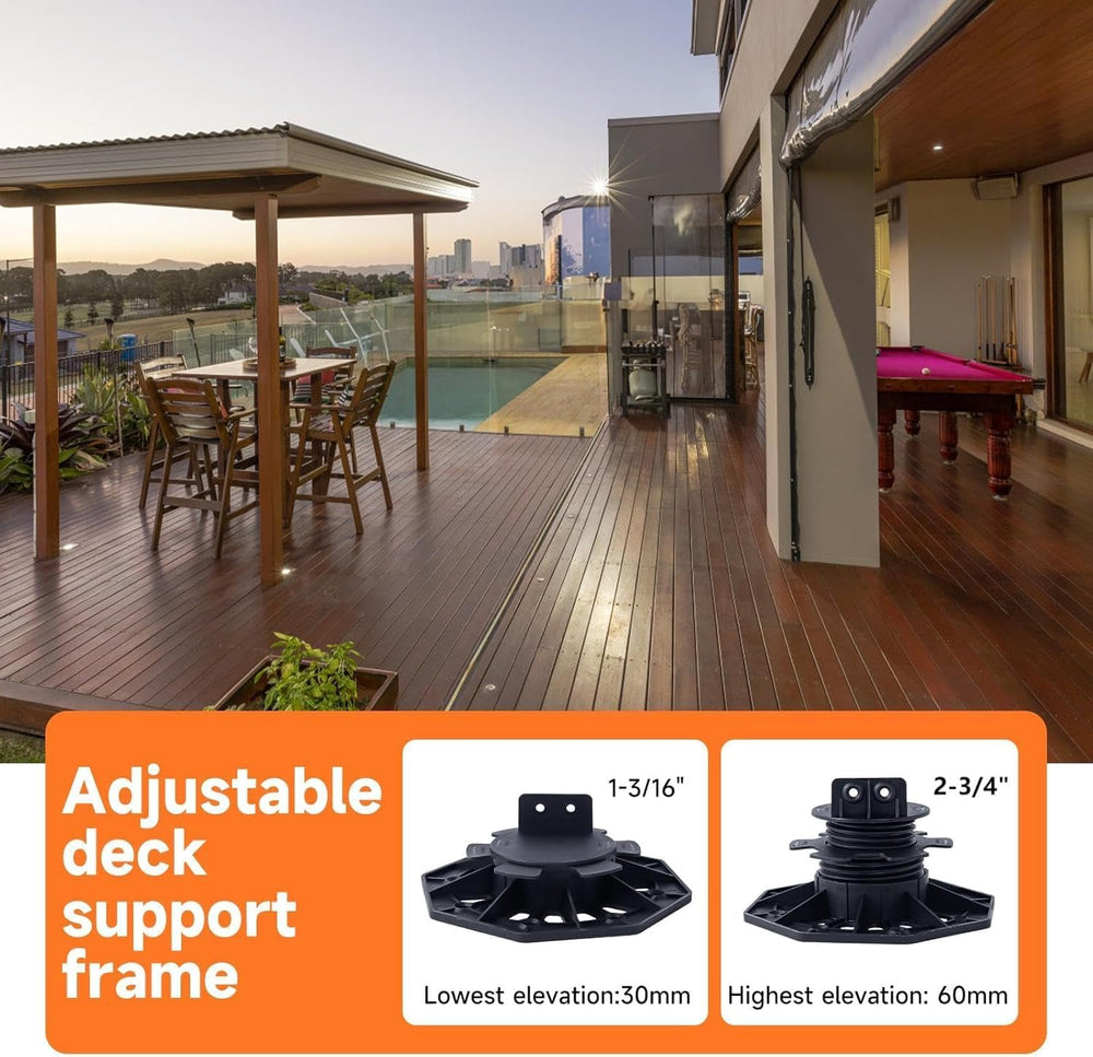 24 Pack Adjustable Deck Support Pedestal, 1-3/16'' to 2-3/4''...