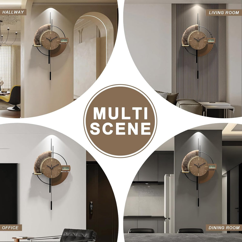Large Wall Clocks Decorative with Temperature Display℃, Silent Unique Wall Cl...