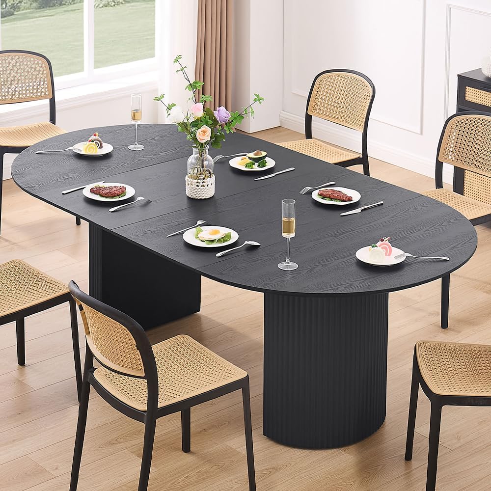 WILLIAMSPACE 86.61" Wood Extendable Dining Table for 6 to 8, Modern Oval...