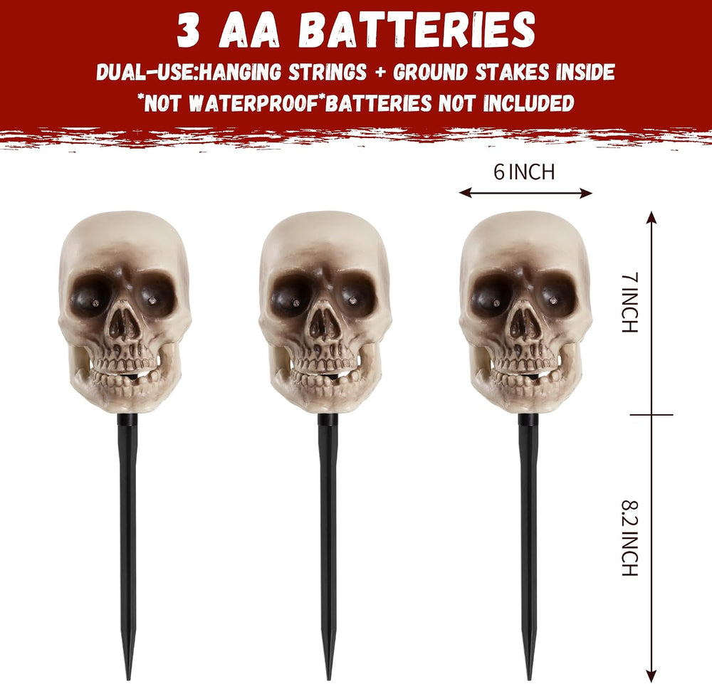 Halloween Animatronic Skull Decorations,Sound Activated Skeleton Heads with S...
