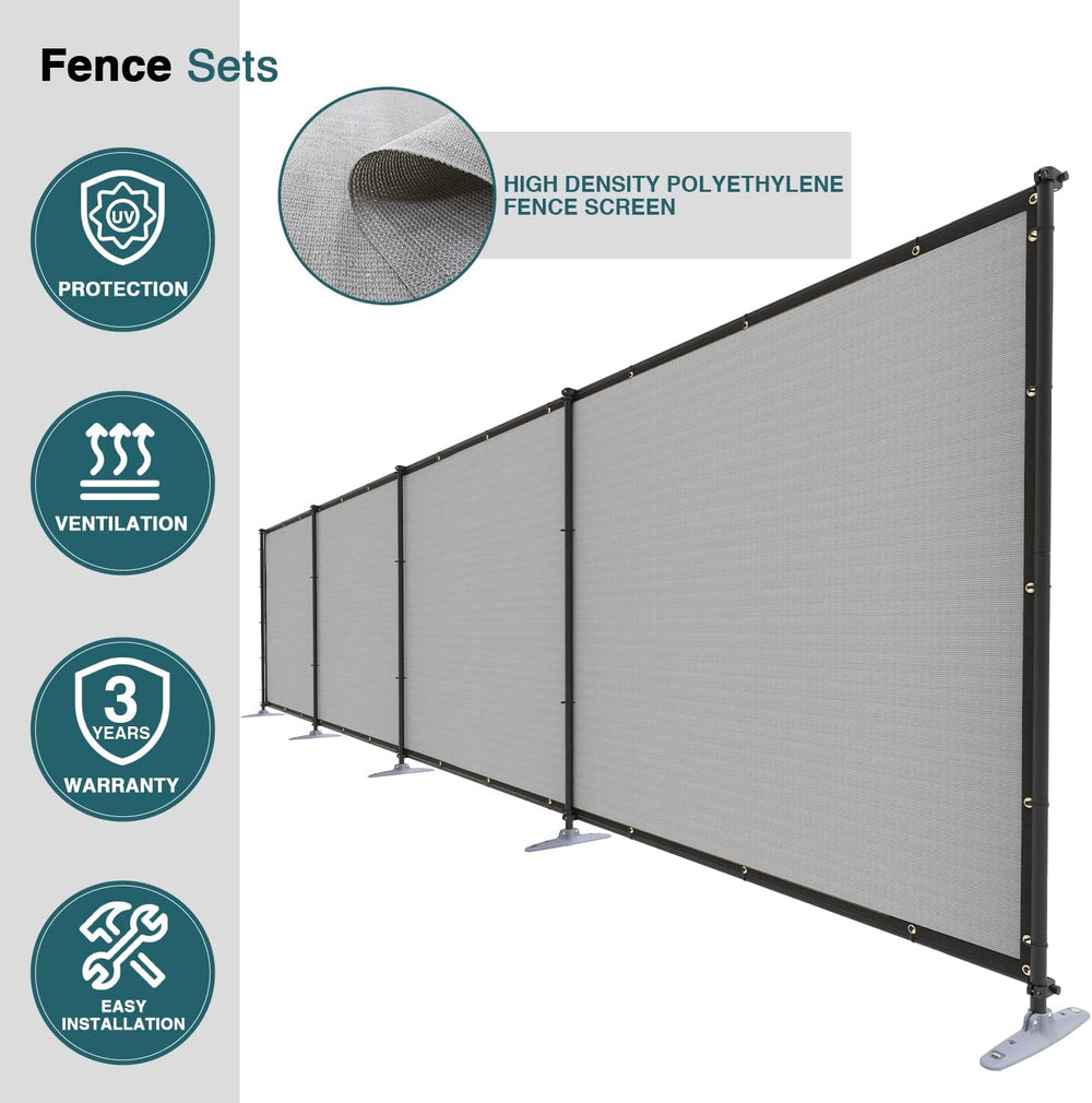 ECOOPTS Privacy Fence Set with Poles and Rails Ground Spikes Fence Kit for Ya...