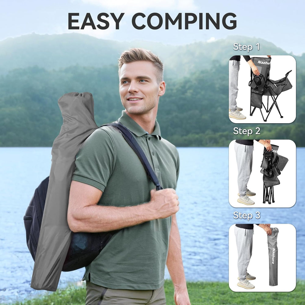 Nazhura 2 Pack Outdoor Camping Chairs Folding/Foldable/Portable with Cooler P...