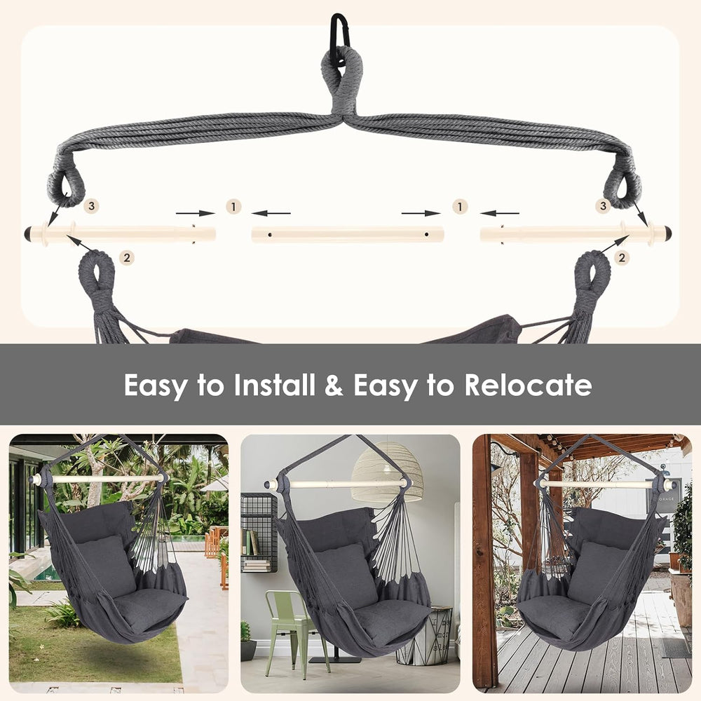 Highwild Hammock Chair Hanging Rope Swing - Max 500 Lbs - 2 Cushions Included...