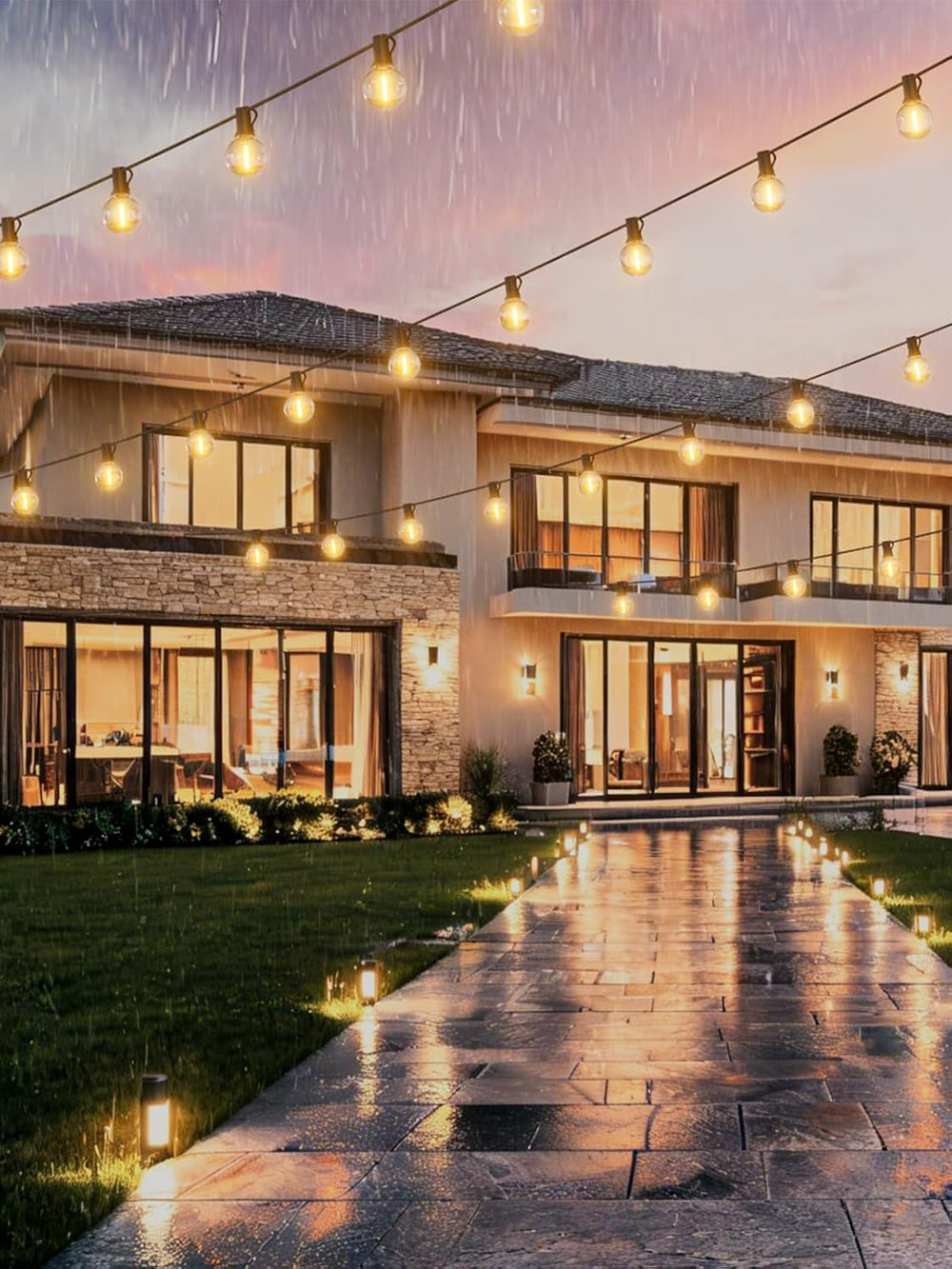 LACHON Outdoor String Lights Waterproof 300 FT with 150 G40 IP65 Bulbs
